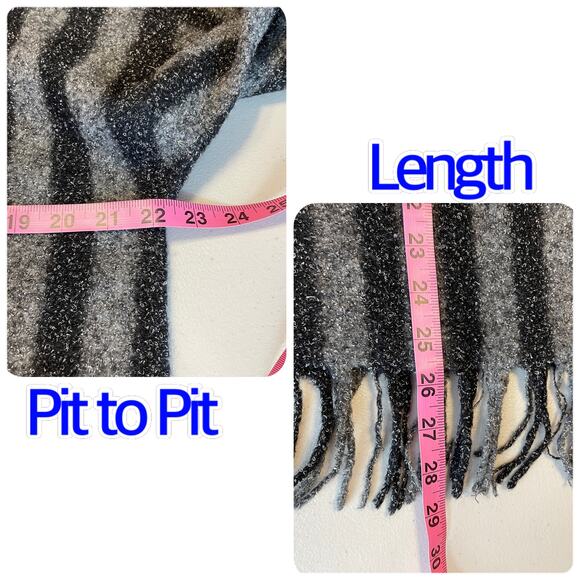 T by Alexander Wang Gray Stripe Hooded Fringe Designer Pullover Sweater Size XS - Picture 12 of 12